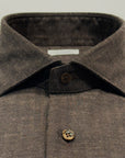 W5-QMCCUR Camicia Regular Spigata Marrone Man