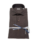 W5-QMCCUR Camicia Regular Spigata Marrone Man