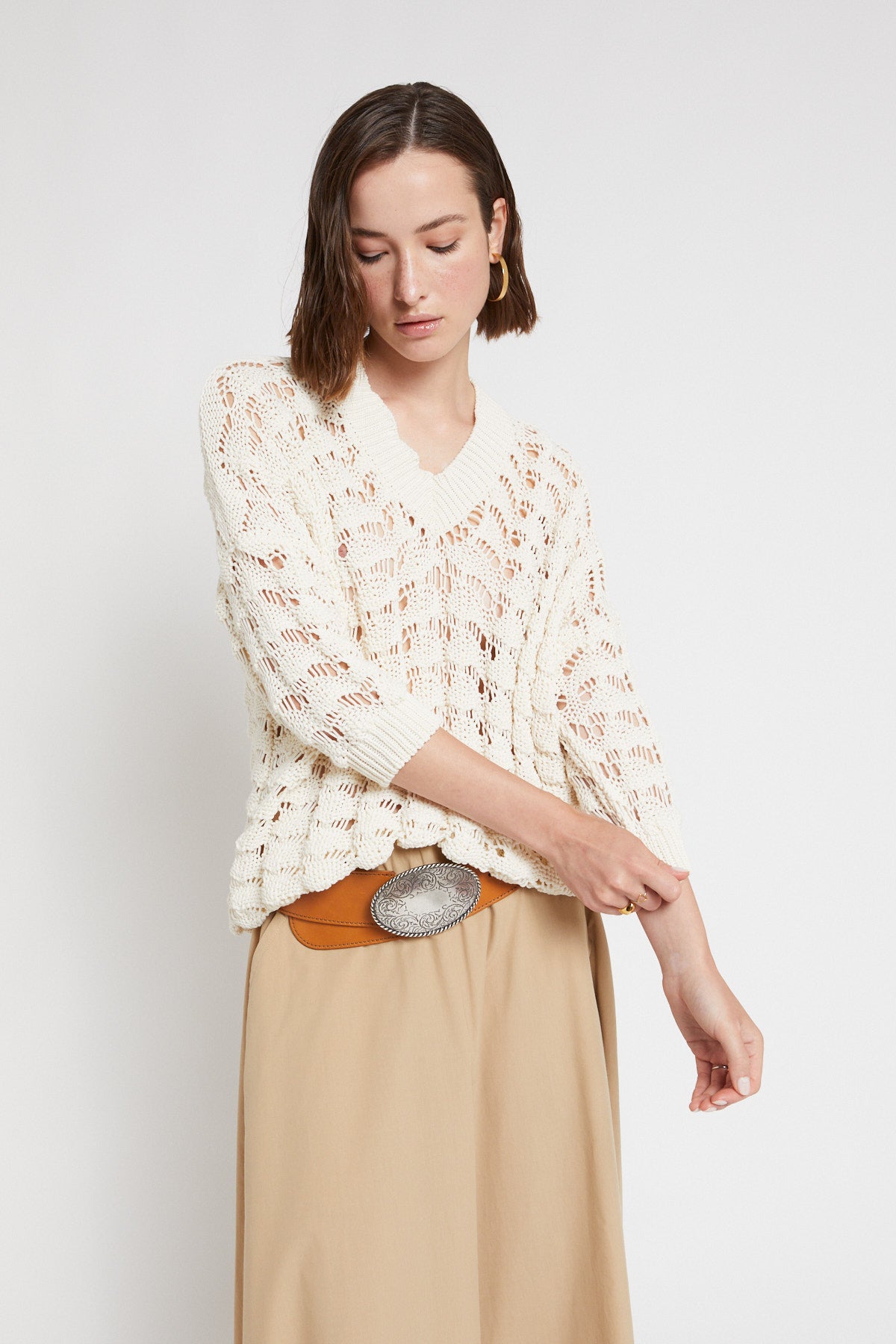 S5-DK9206 Maglione Crochet Latte