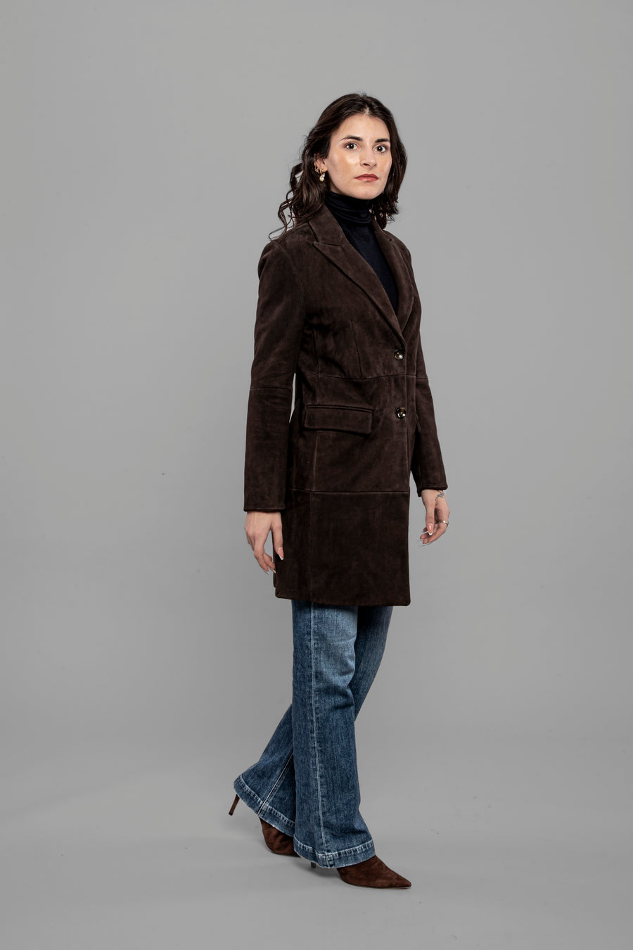 DW5-LUANA Spolverino Foderato Suede Moka Woman