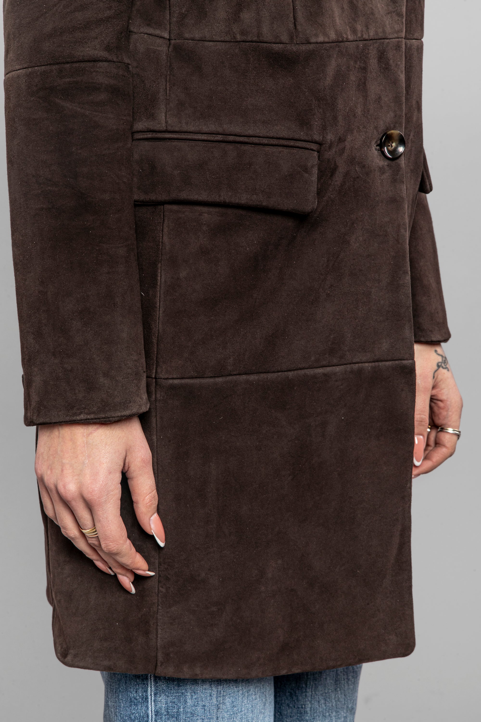 DW5-LUANA Spolverino Foderato Suede Moka Woman