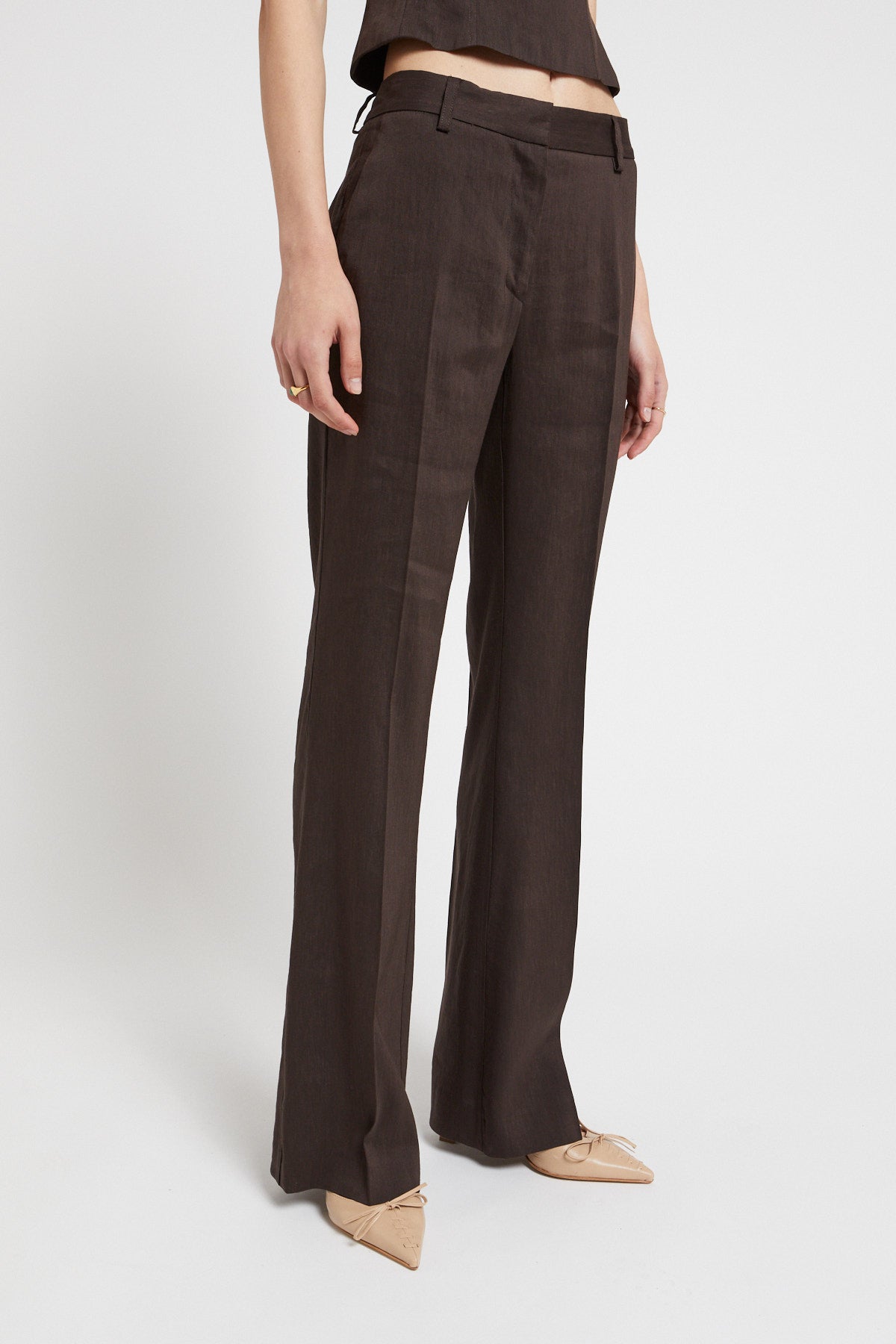 S5-DP9812 Pantalone Palazzo in Lino Cioccolato