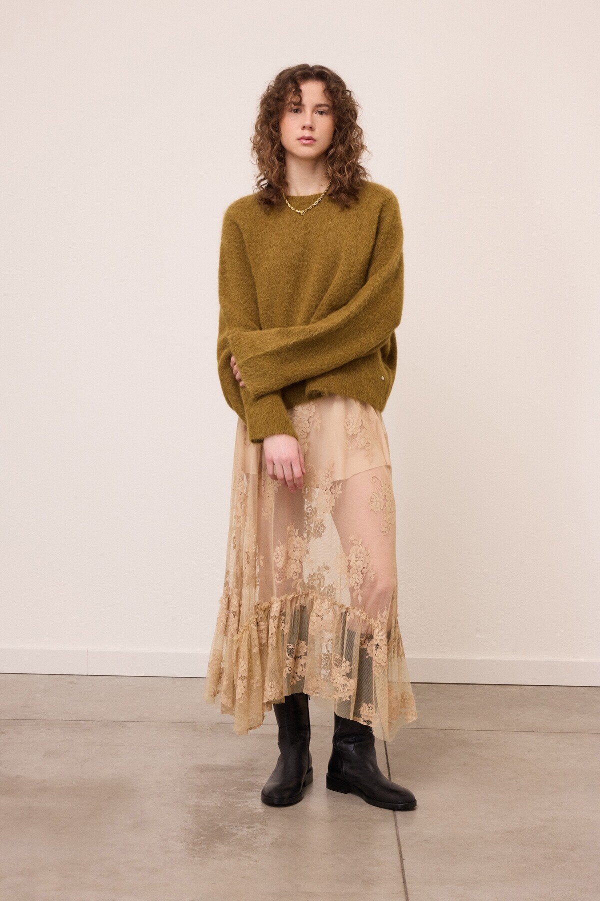W6-DK9369 Maglia Cropped Oliva