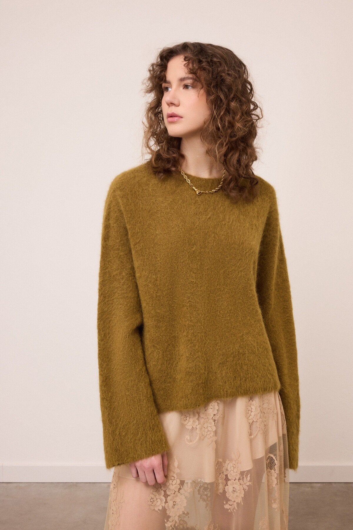 W6-DK9369 Maglia Cropped Oliva