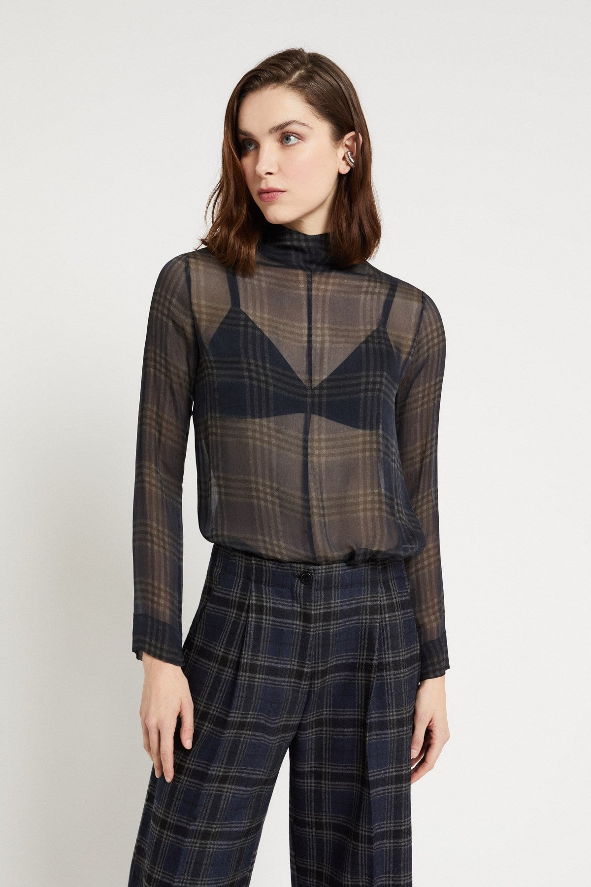 W5-DC5202 Maglia Dolcevita Stampa Check