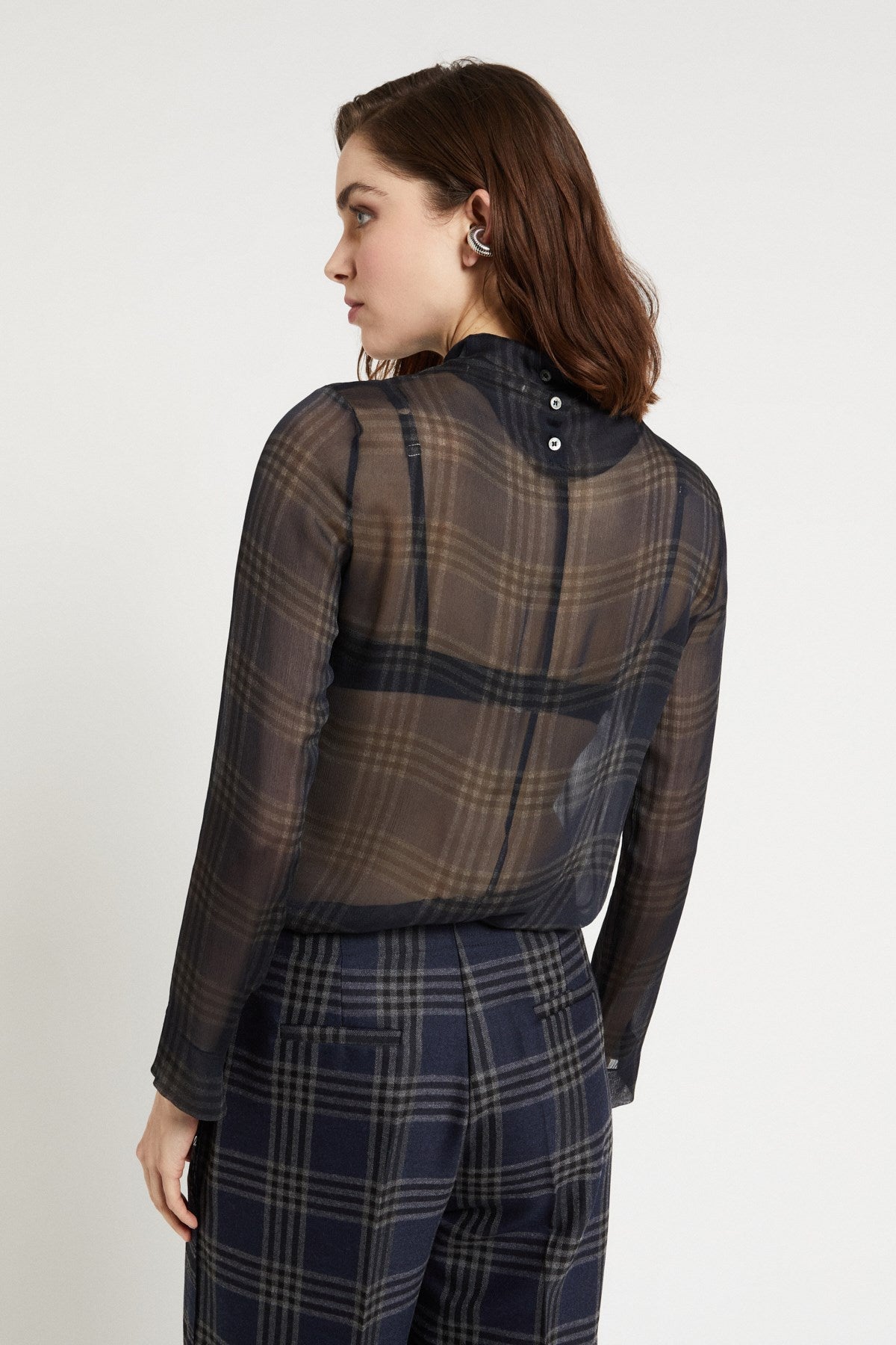 W5-DC5202 Maglia Dolcevita Stampa Check