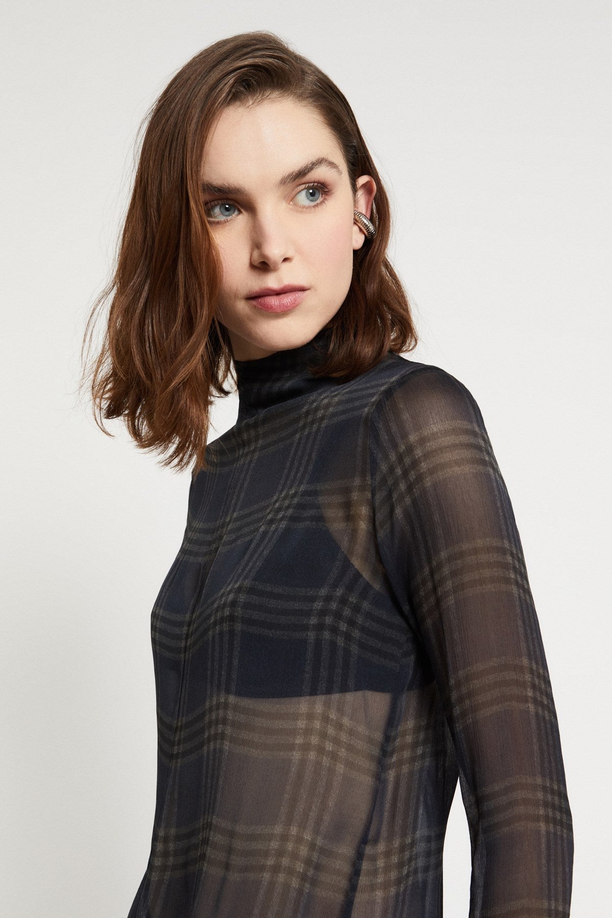 W5-DC5202 Maglia Dolcevita Stampa Check