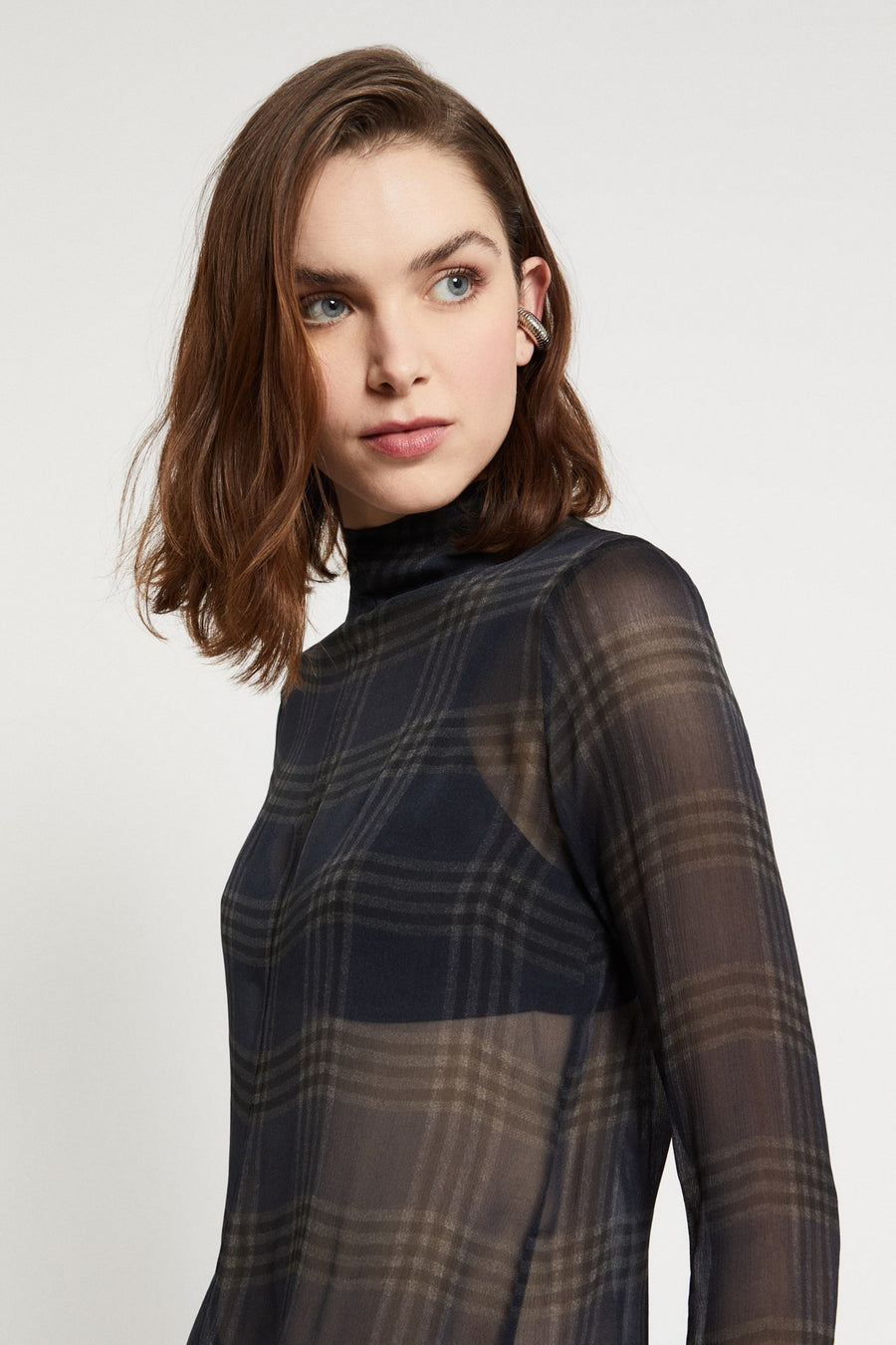 W5-DC5202 Maglia Dolcevita Stampa Check