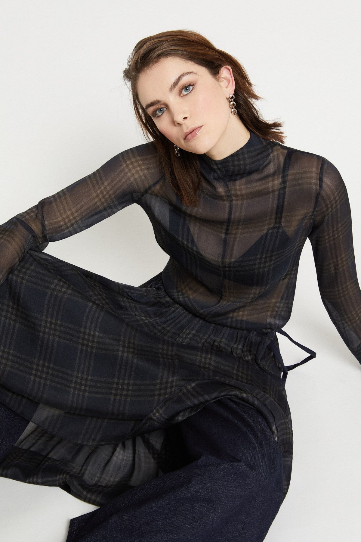 W5-DC5202 Maglia Dolcevita Stampa Check