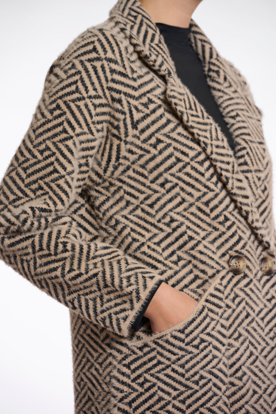 W5-MADINA Cardigan Sand Graphic
