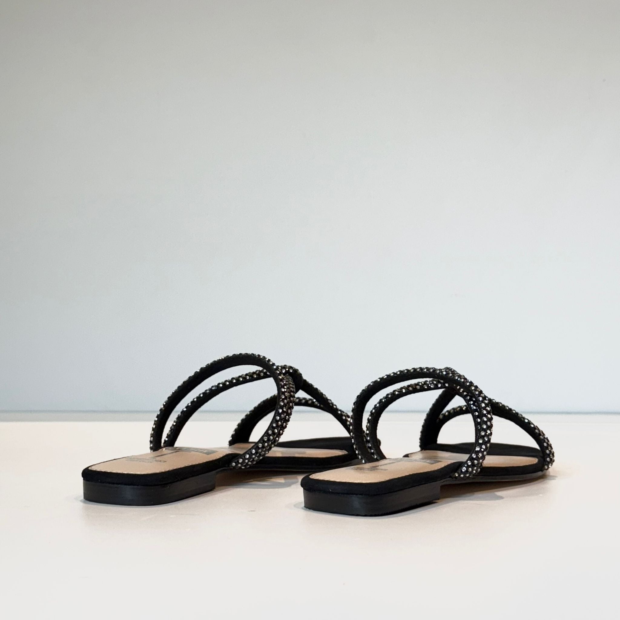 S5-8287 Ciabattina Nodo Strass Nero