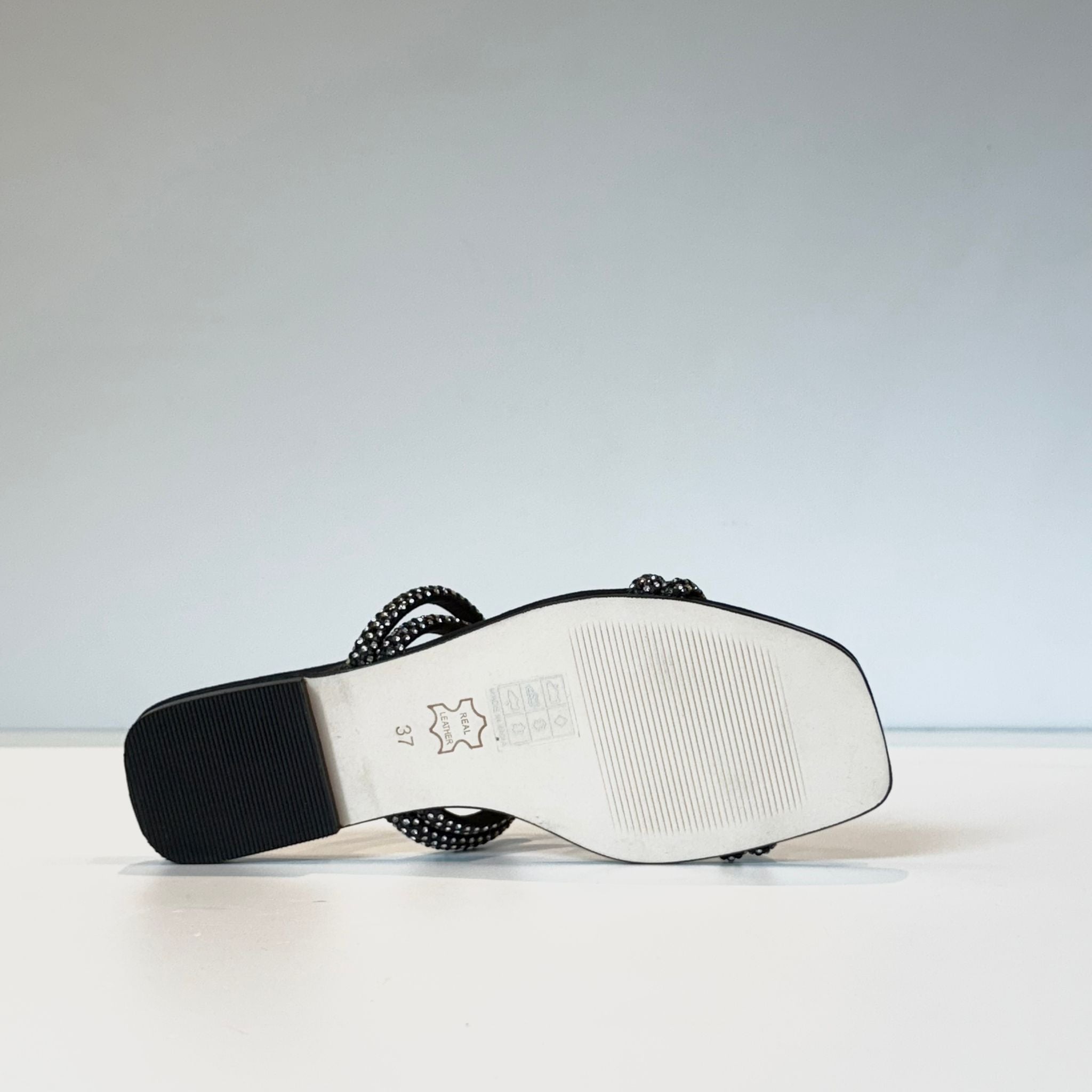 S5-8287 Ciabattina Nodo Strass Nero