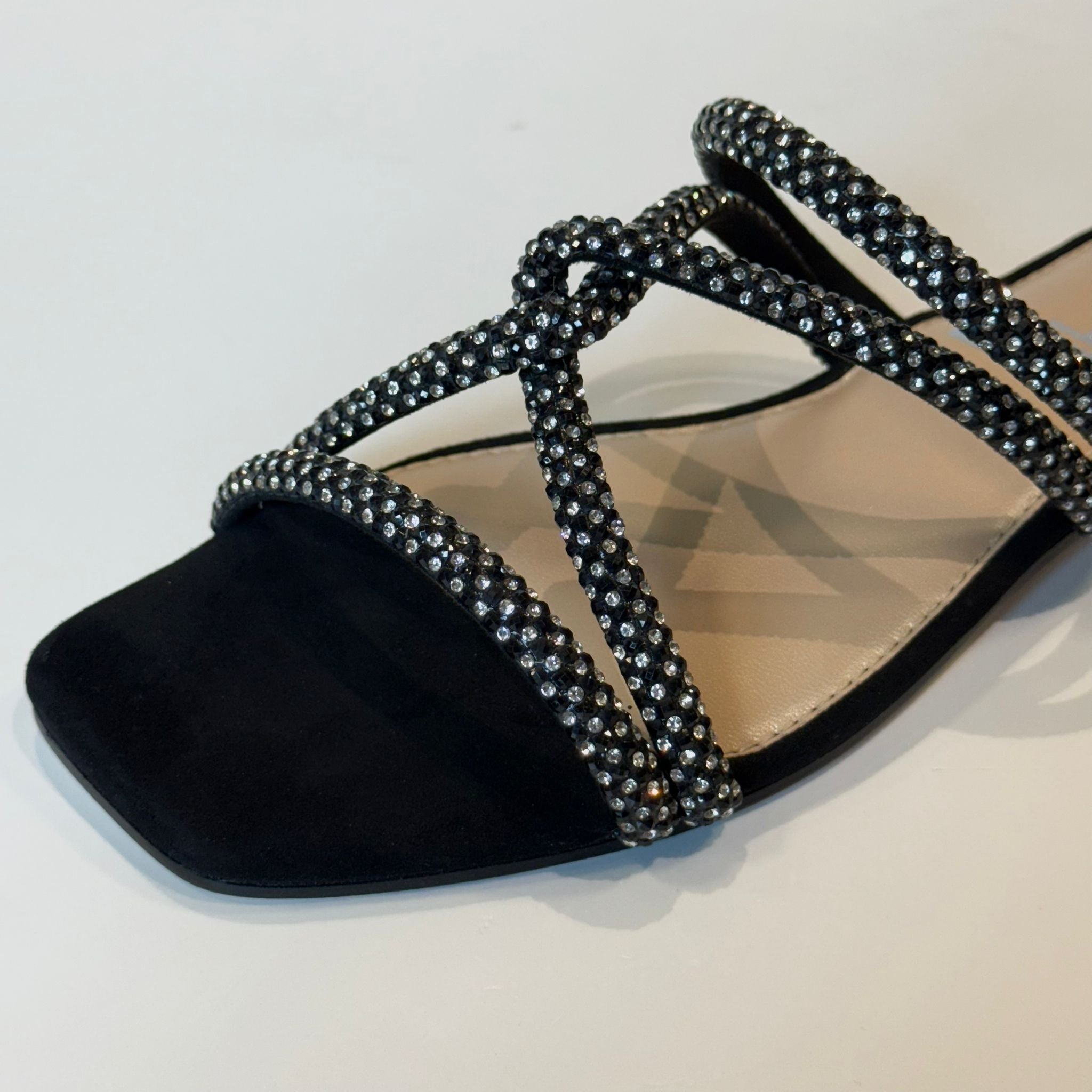 S5-8287 Ciabattina Nodo Strass Nero