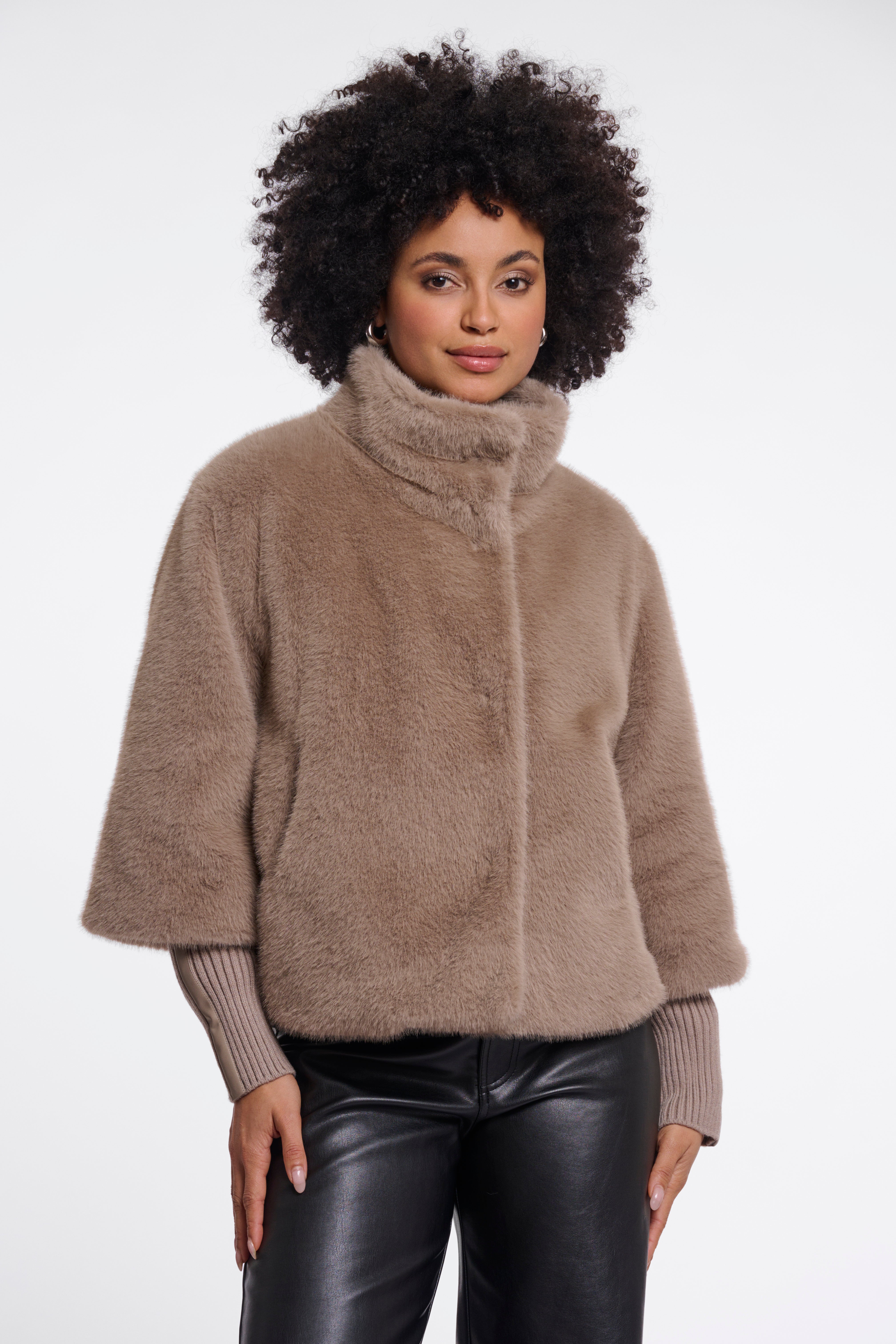 W6-NESRIN Giacca Ecopelliccia Mocha Latte