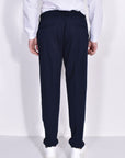 SU4-4250 Pantalone Piquet Coulisse Navy Man