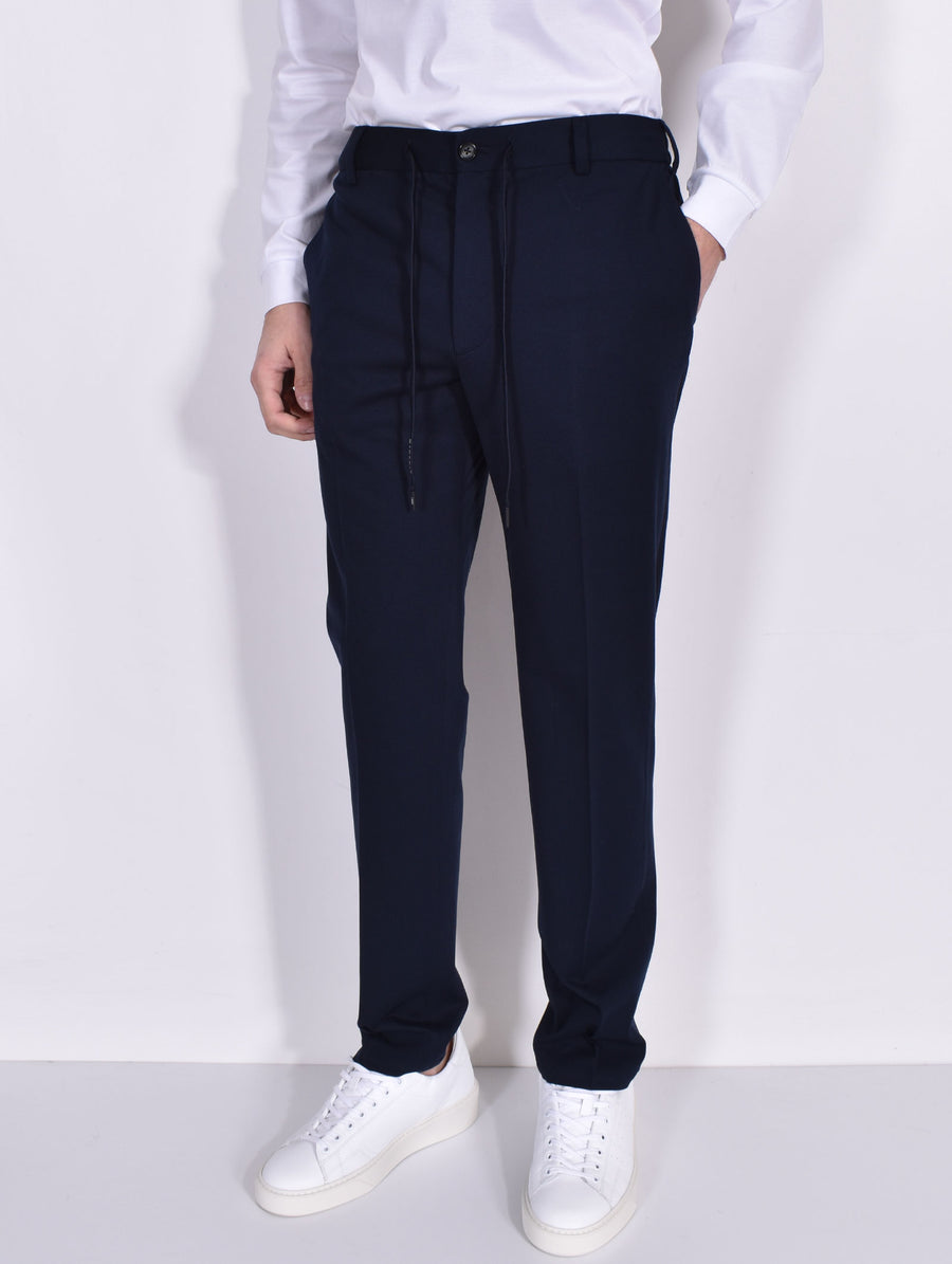 SU4-4250 Pantalone Piquet Coulisse Navy Man