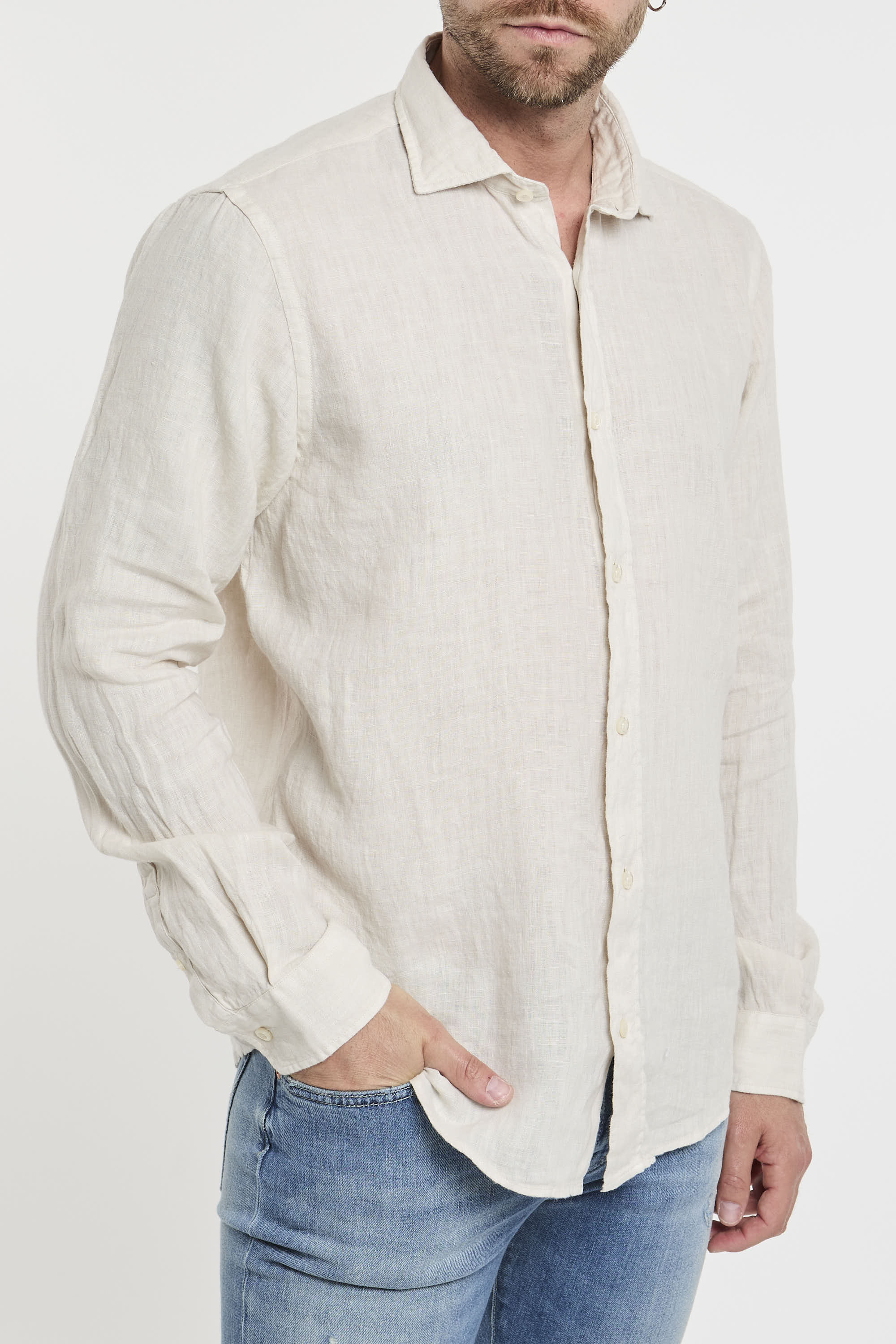 US4- Camicia Pierce Riviera Lino Silver Salt Man