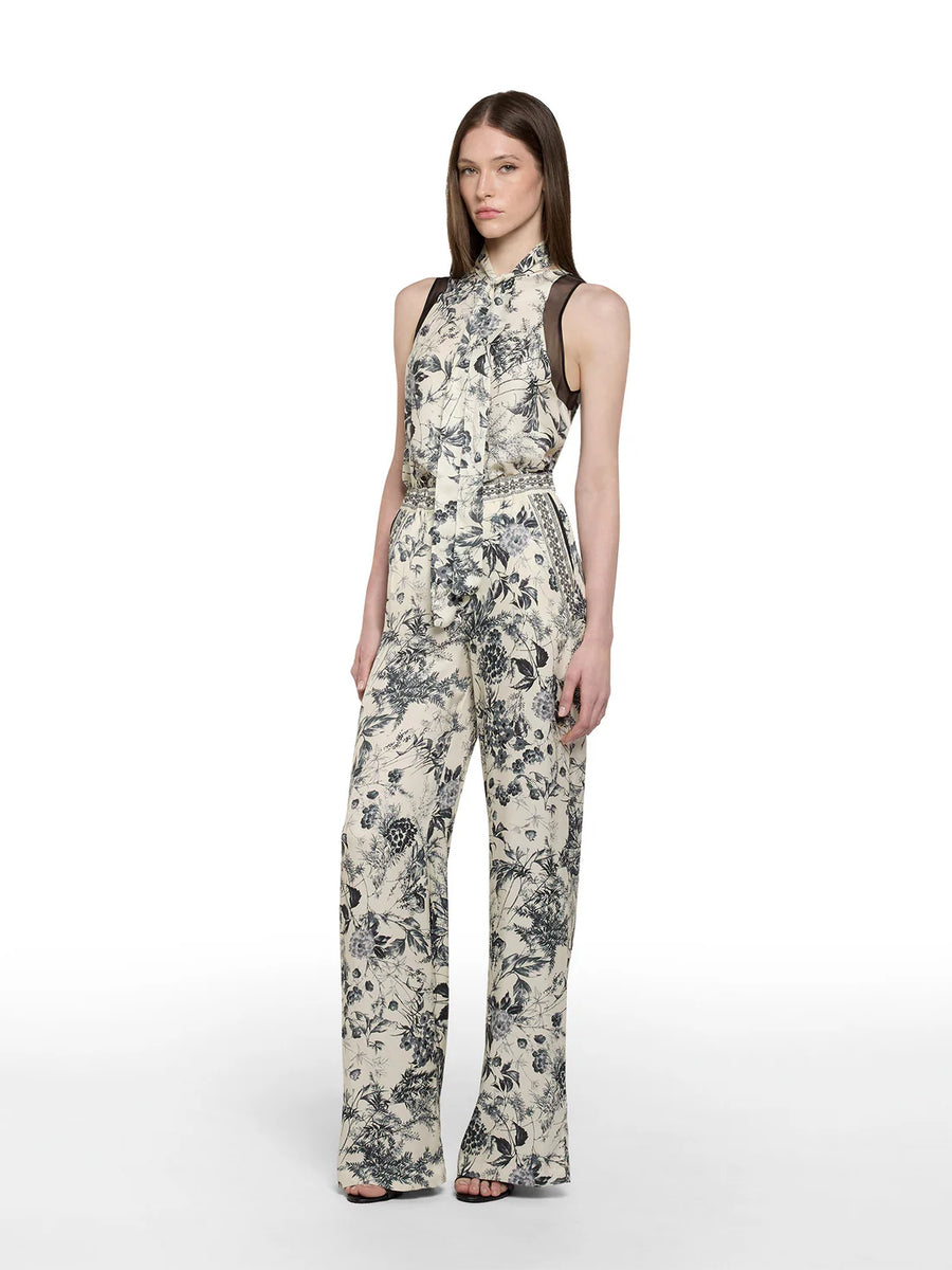 S5-PA002 Pantalone Largo in stampa Flower ink