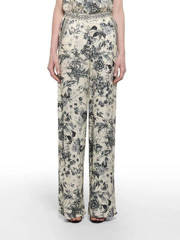 S5-PA002 Pantalone Largo in stampa Flower ink