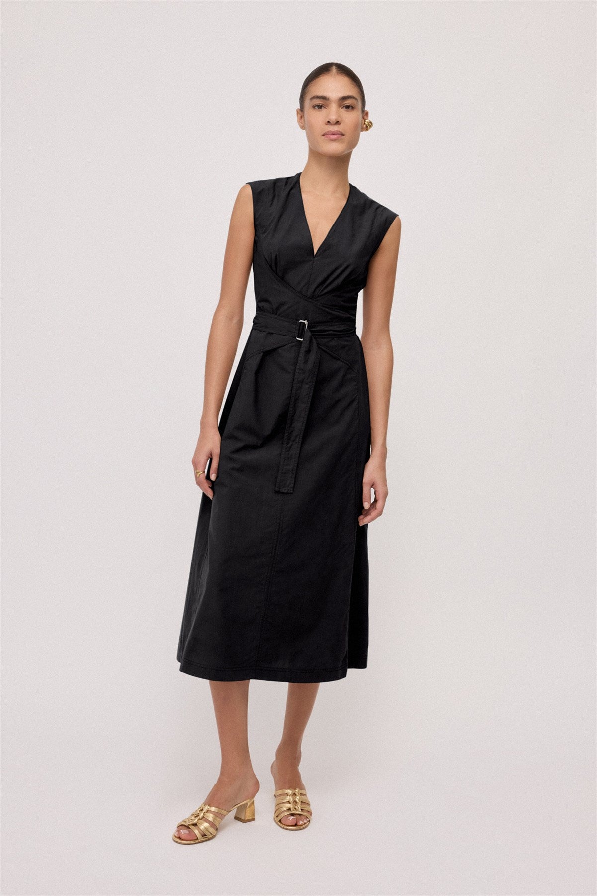 S6-DA5361 Abito Incrocio Cotone Nero