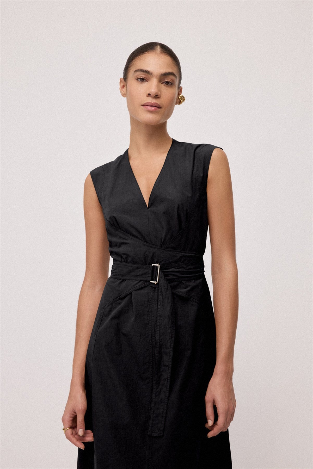 S6-DA5361 Abito Incrocio Cotone Nero