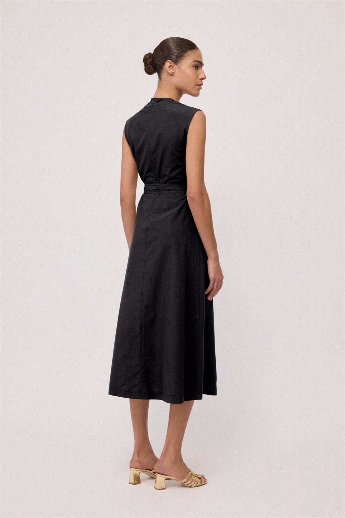 S6-DA5361 Abito Incrocio Cotone Nero