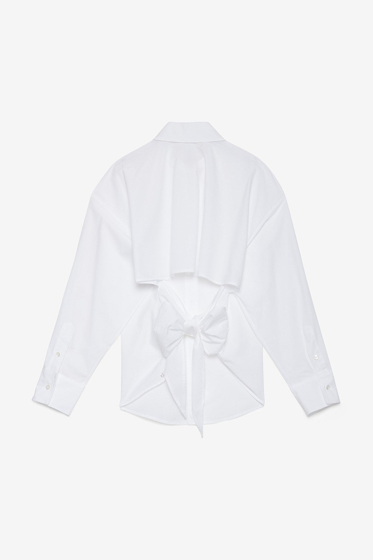 S6-DC5244 Camicia Manica Lunga Fiocco Bianca