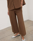 S6-DP9741-2 Pantalone Cotone Cropped Cioccolata