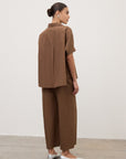 S6-DP9741-2 Pantalone Cotone Cropped Cioccolata