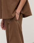 S6-DP9741-2 Pantalone Cotone Cropped Cioccolata