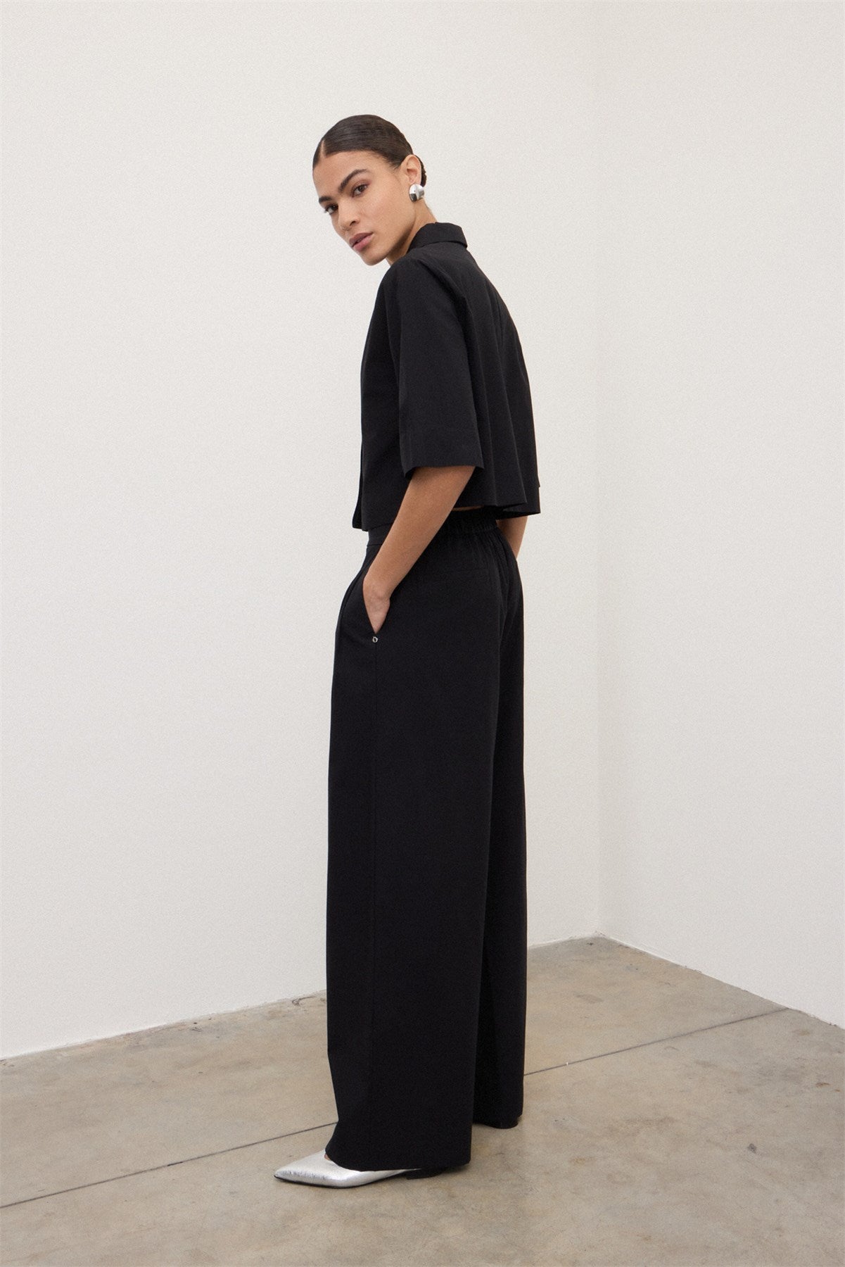 S6-DP9742-2 Pantalone Cotone Nero