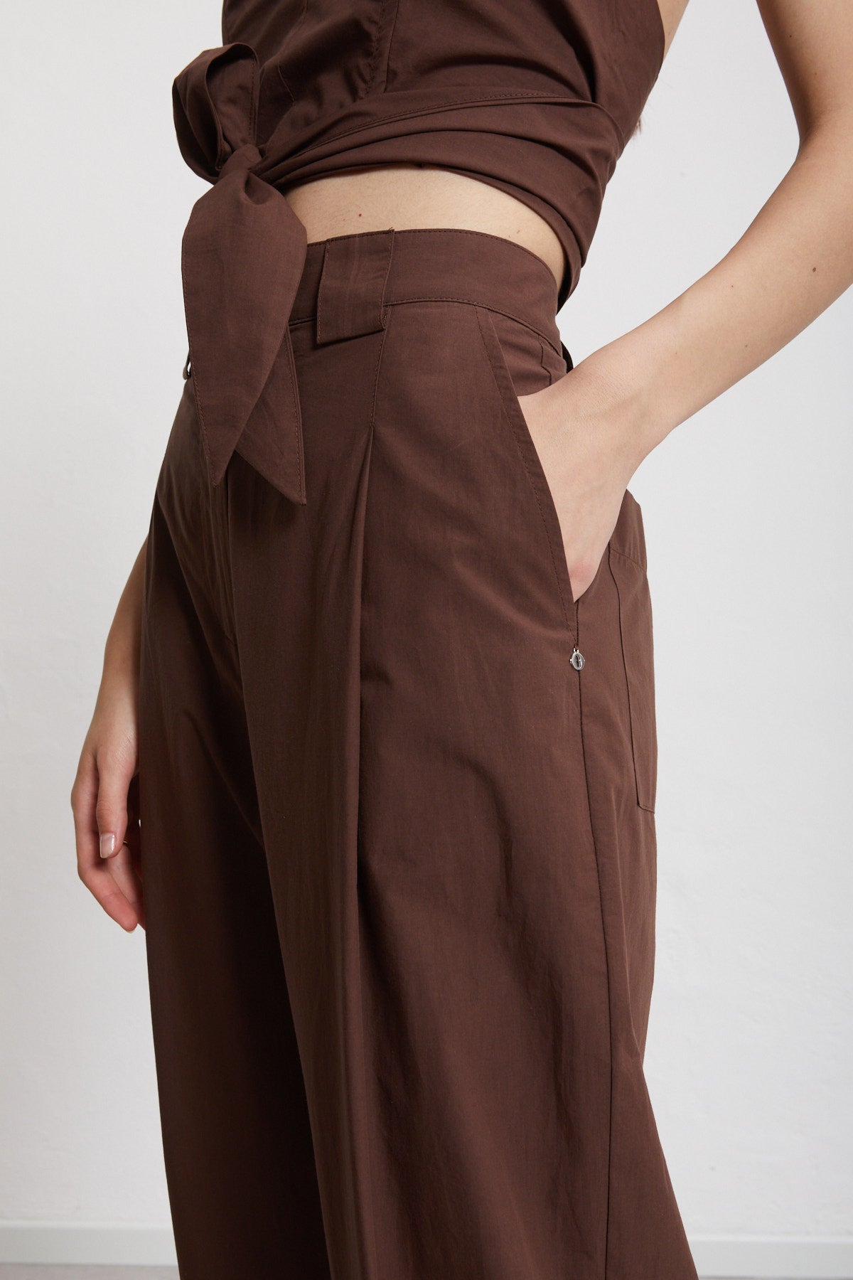 S5-DP9816 Pantalone in Popeline Cioccolato