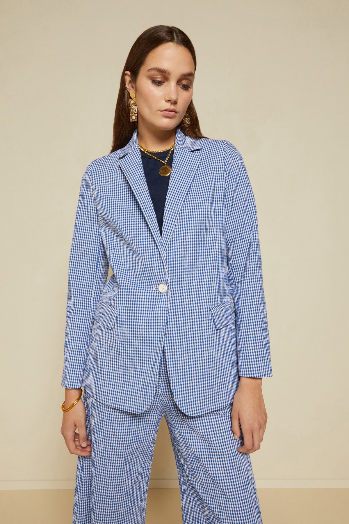 S4-DG5999 Giacca Vichy Blu