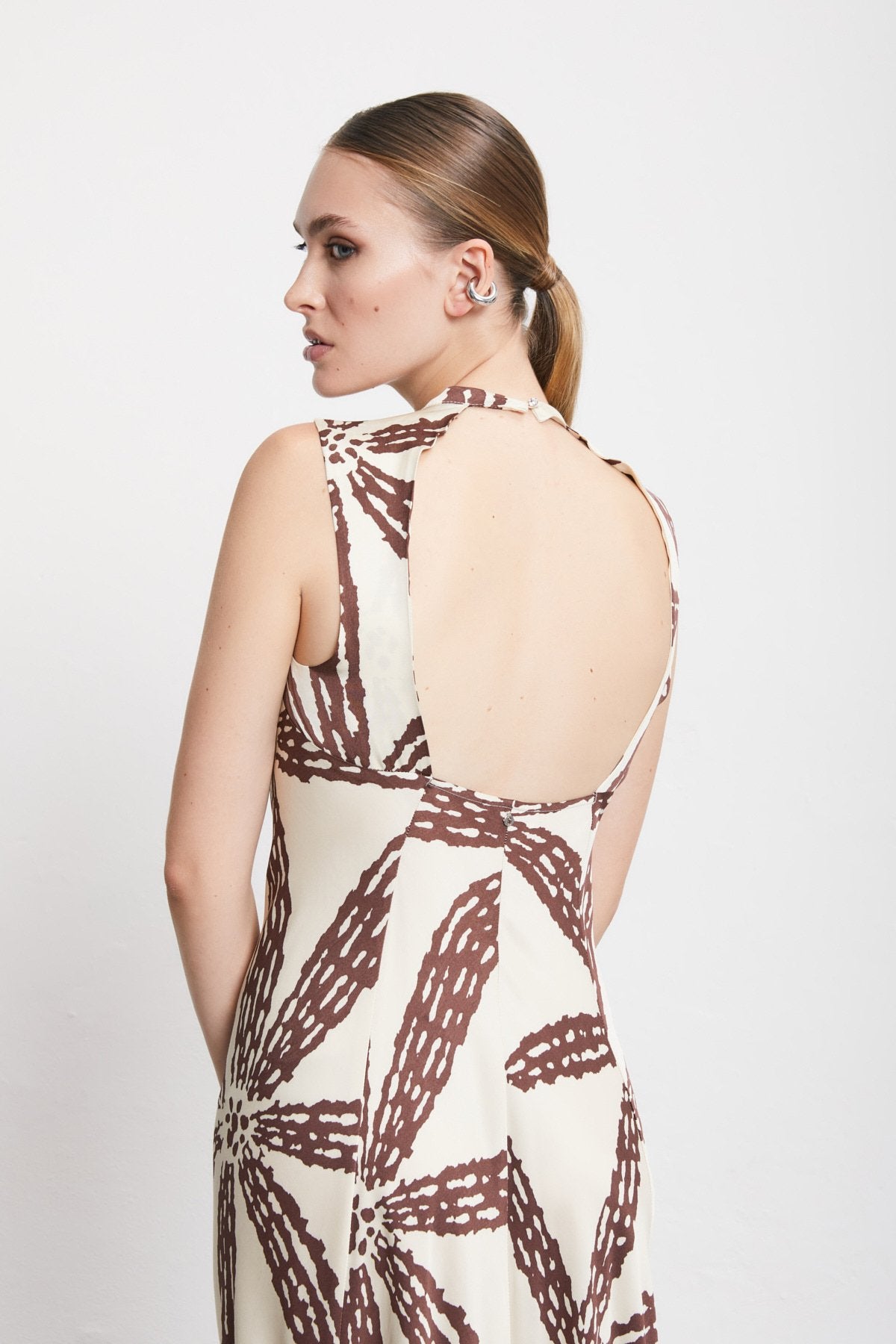 S5-DA5273 Abito Lungo in Raso di Viscosa Latte