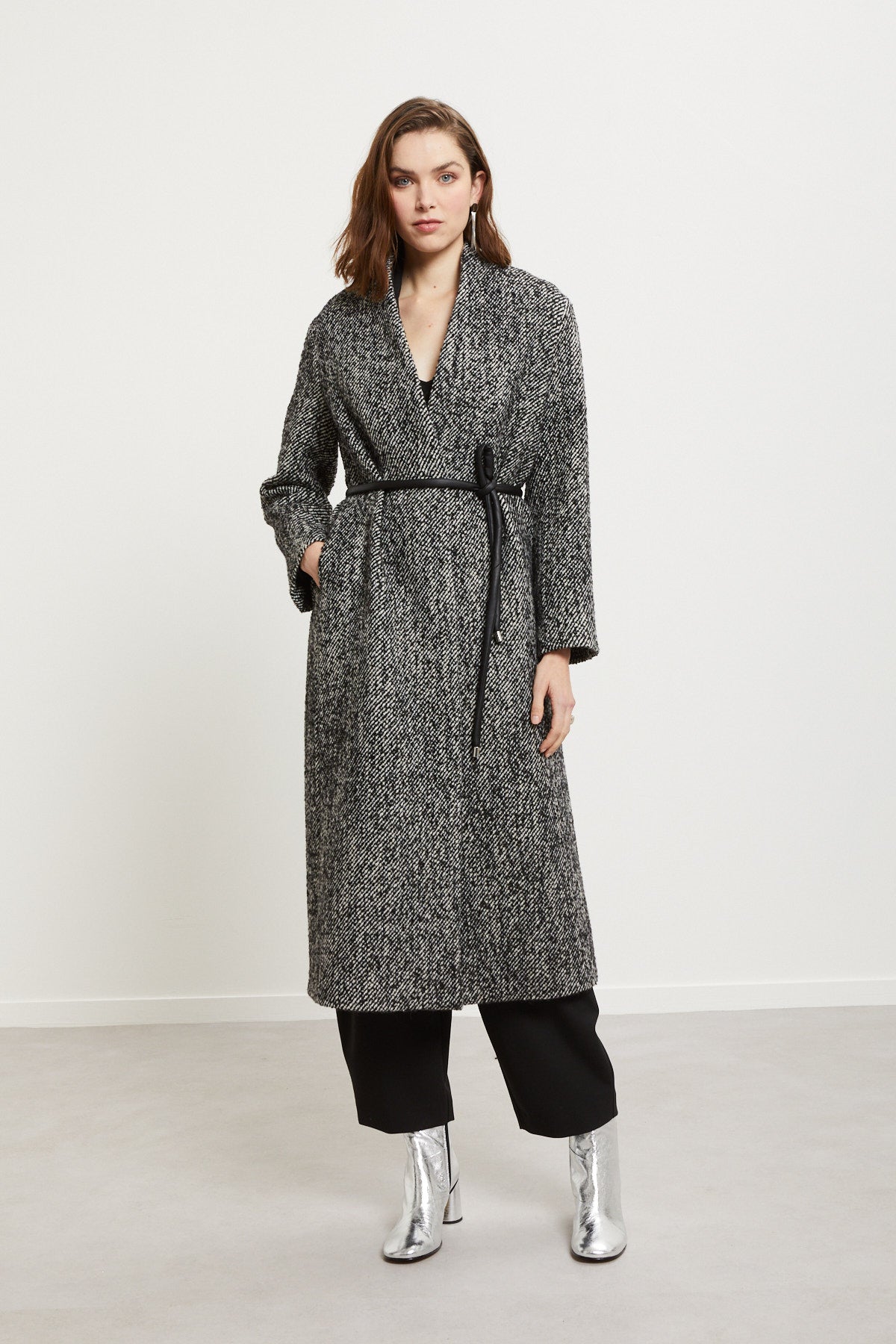 W5-DJ0070 Cappotto Lungo In Misto Lana