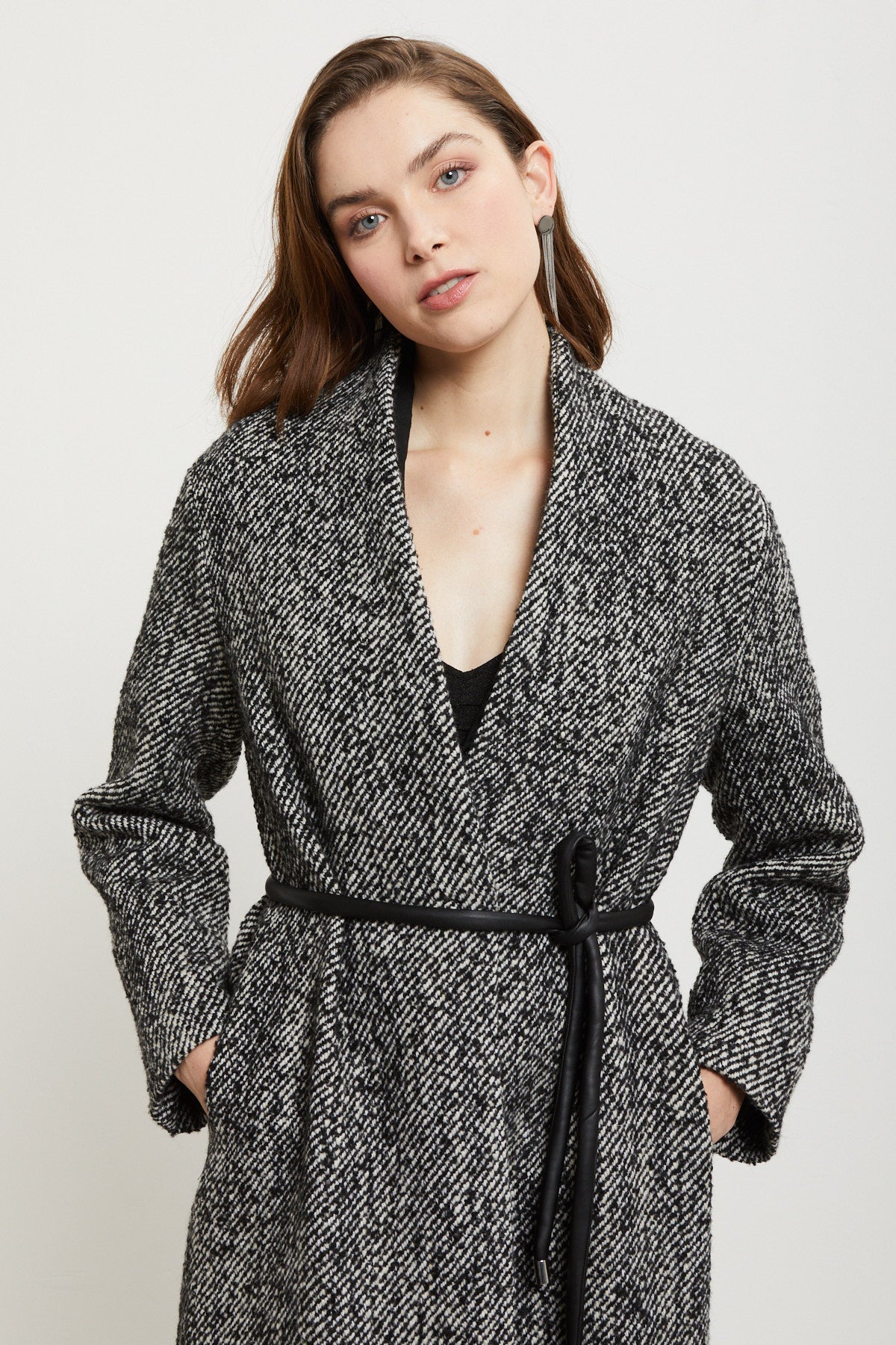 W5-DJ0070 Cappotto Lungo In Misto Lana