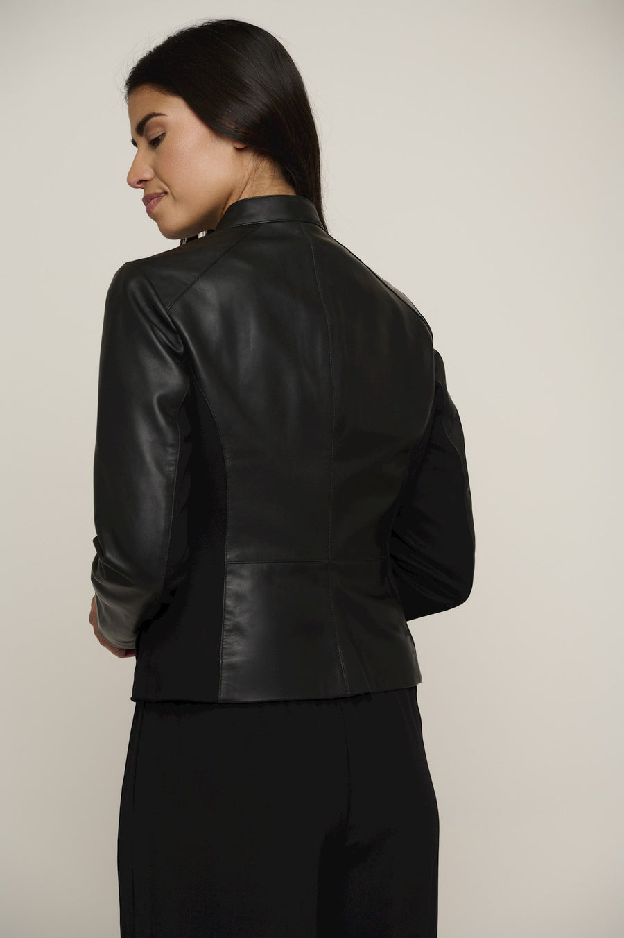 S4-RODY Leather Jersey Jacket Black