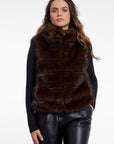 W6-SAMAR Gilet Ecopelliccia Dark Brown