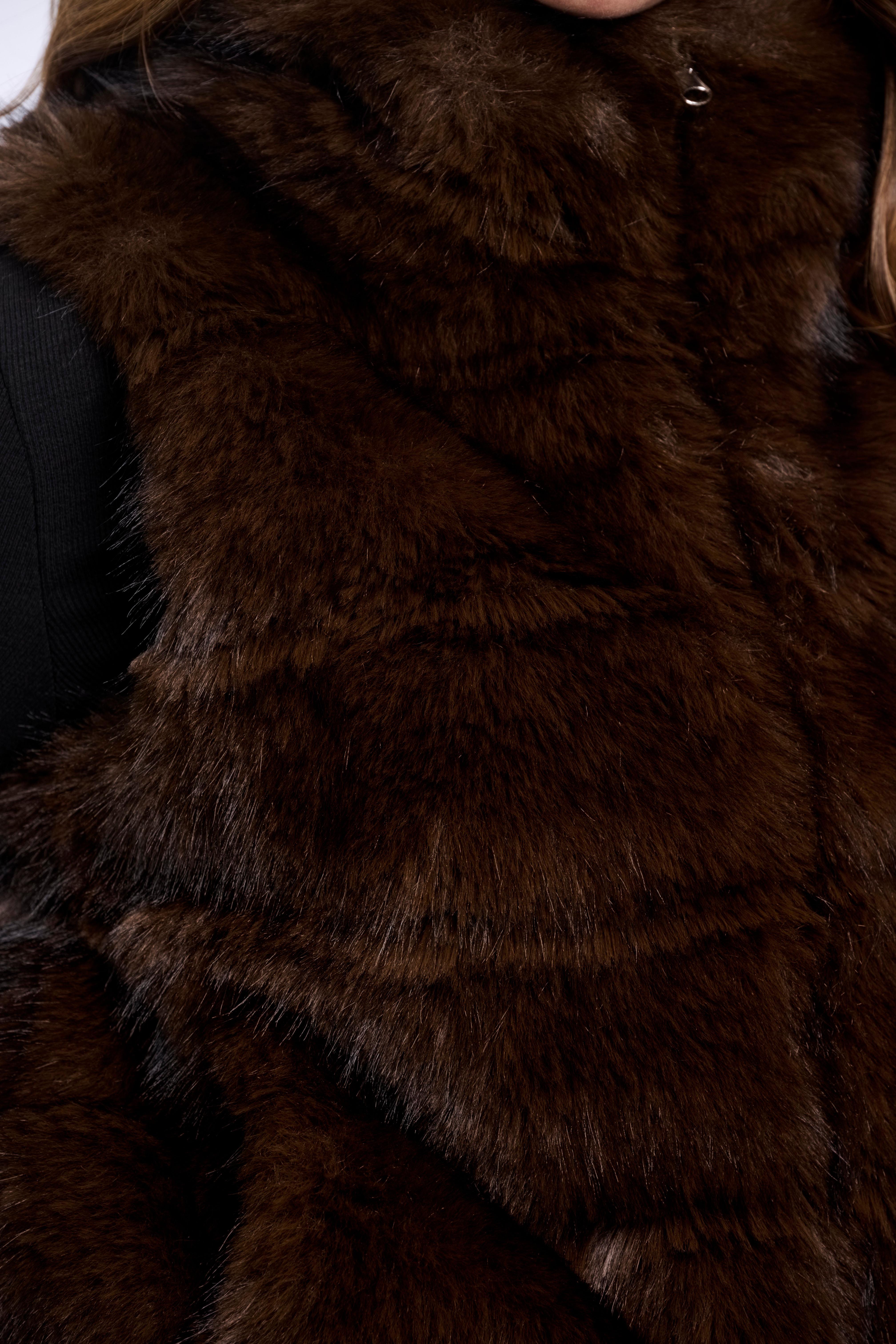 W6-SAMAR Gilet Ecopelliccia Dark Brown