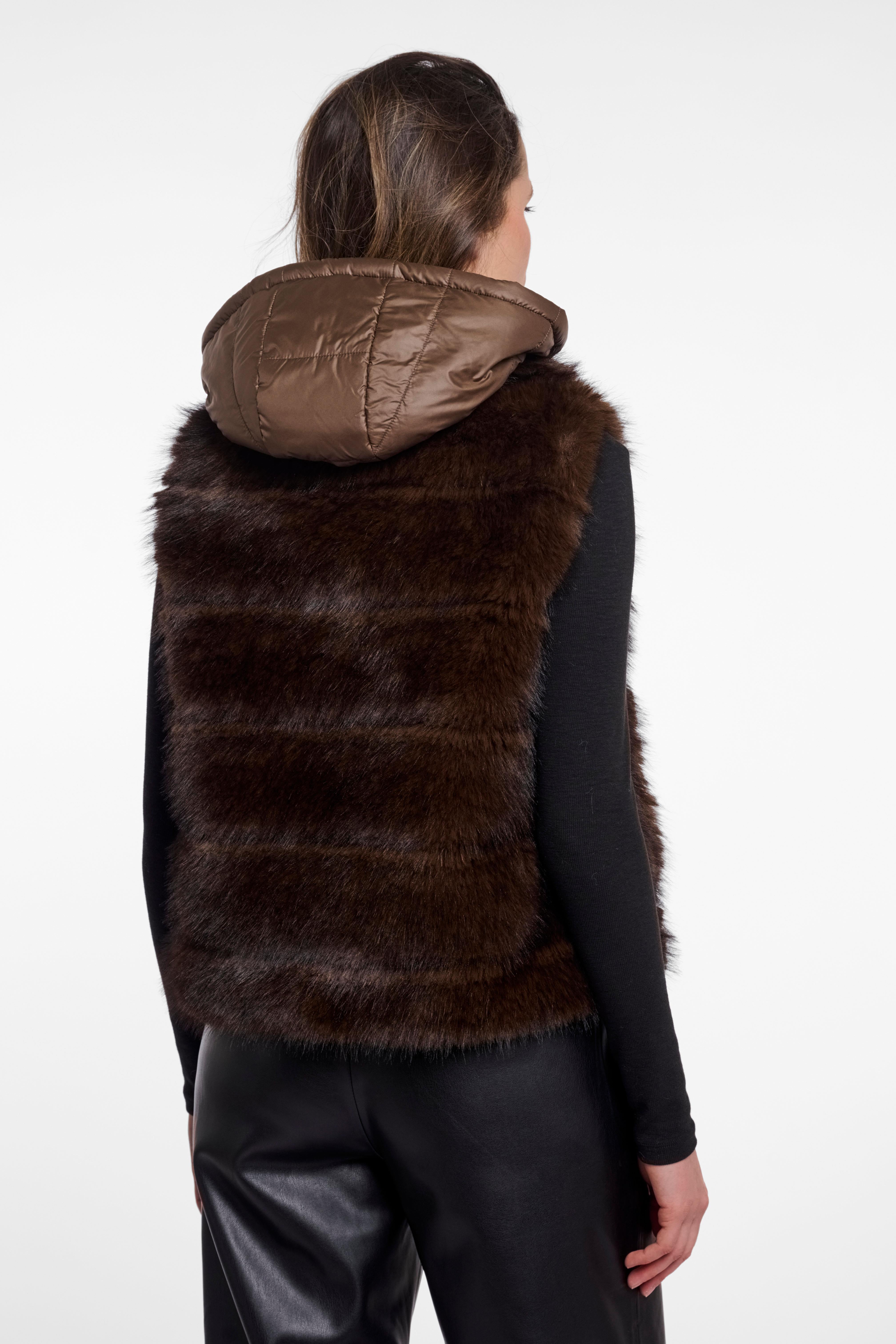 W6-SAMAR Gilet Ecopelliccia Dark Brown