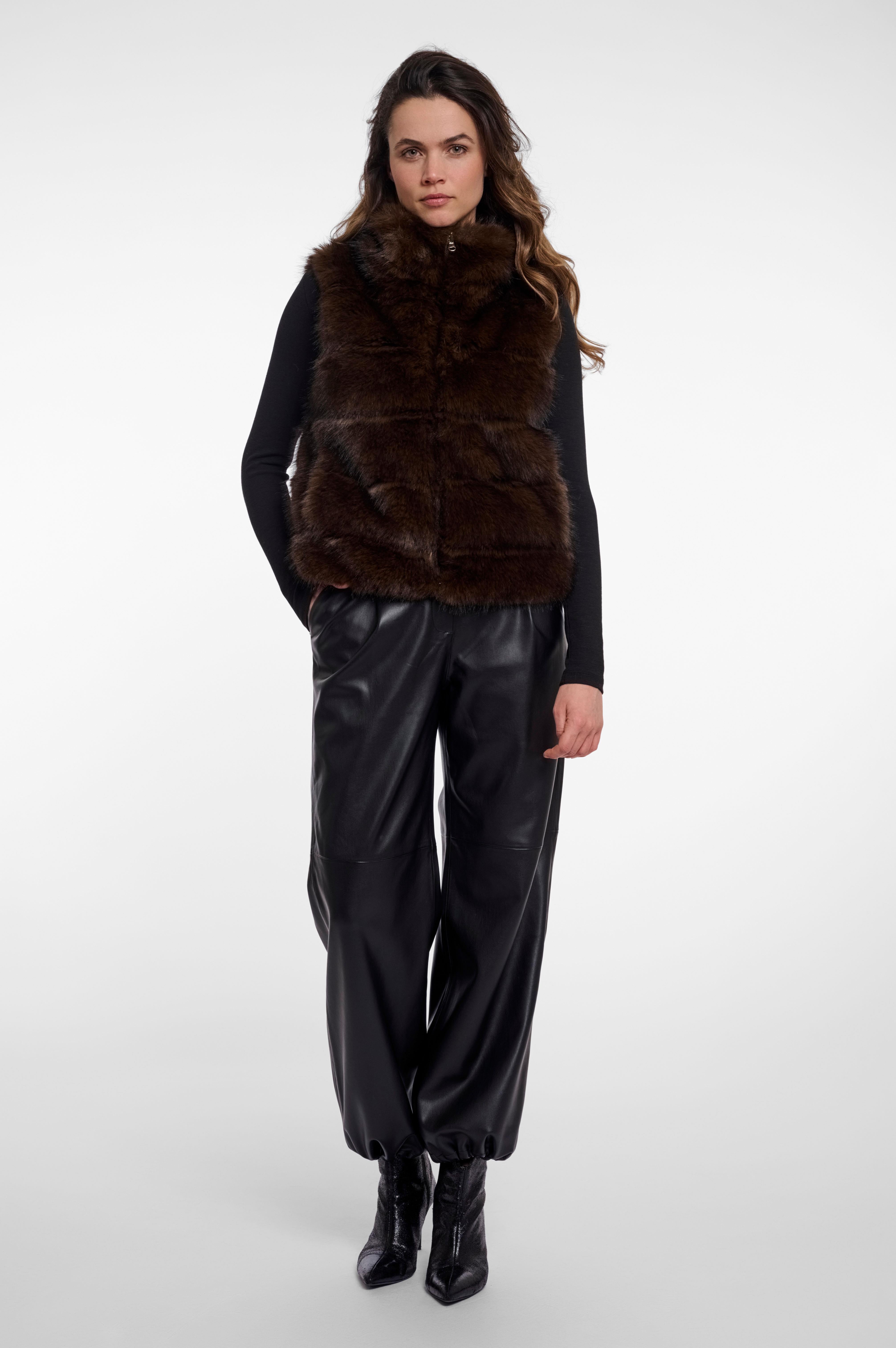W6-SAMAR Gilet Ecopelliccia Dark Brown