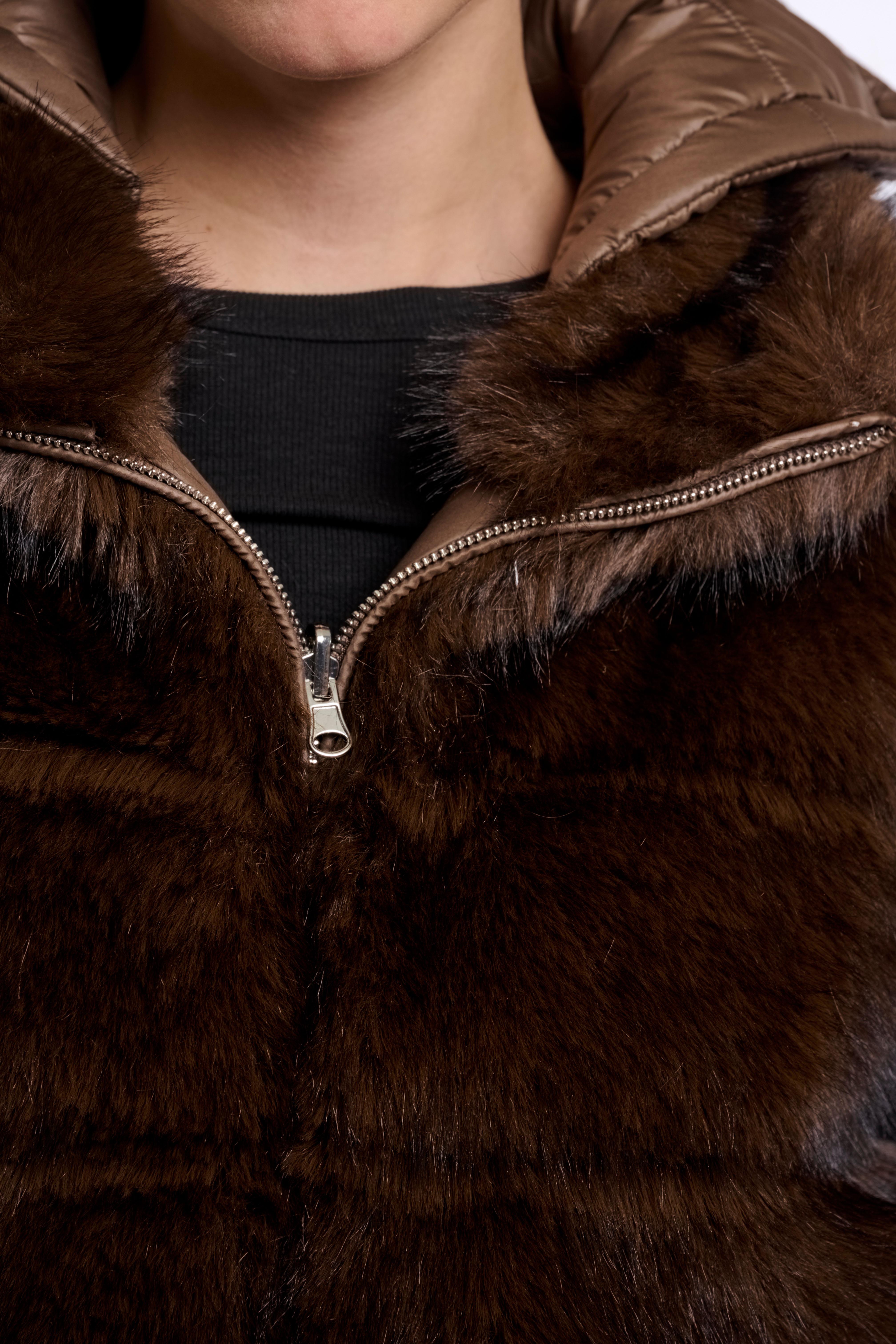 W6-SAMAR Gilet Ecopelliccia Dark Brown