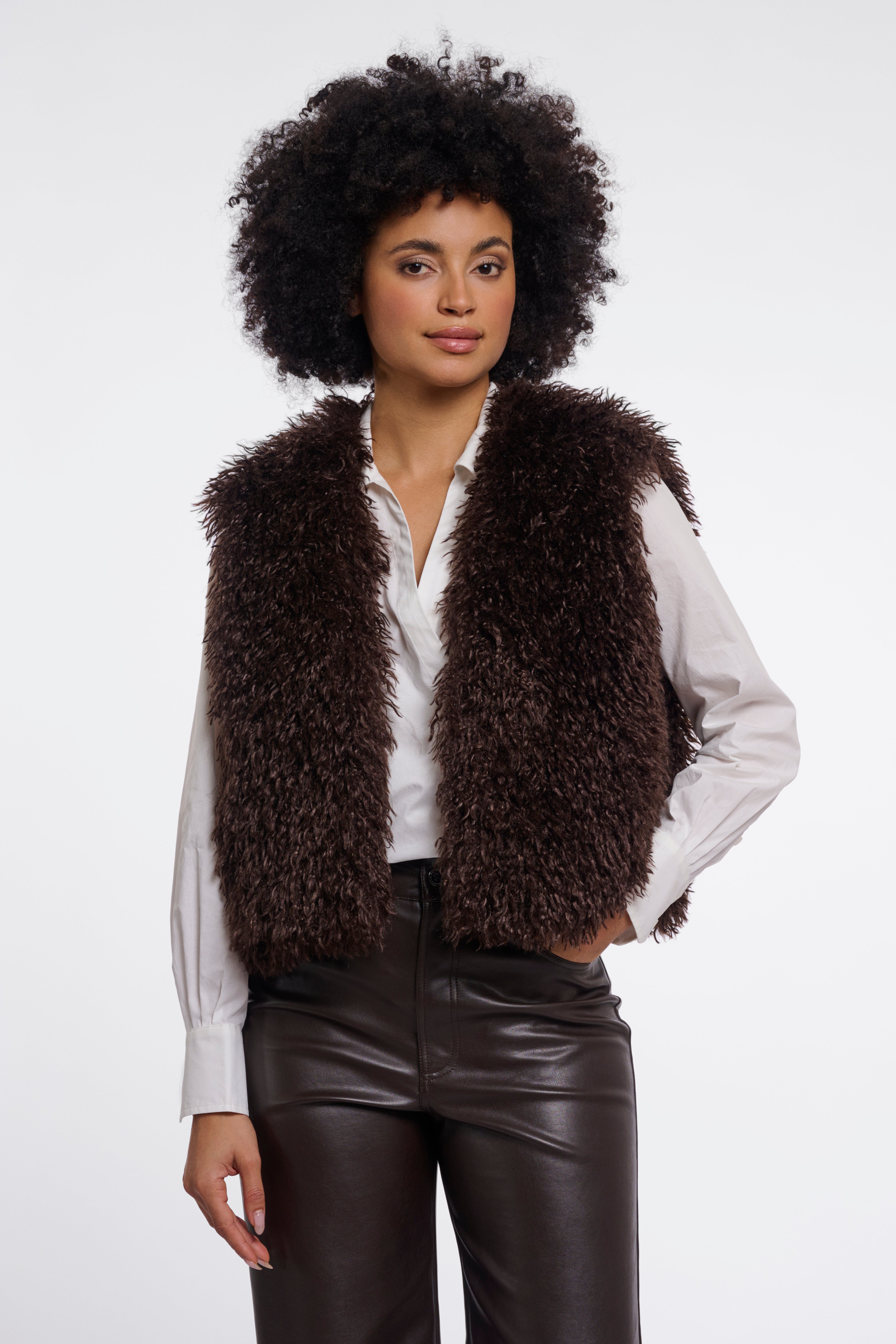 W6-SENSY Gilet Ecopelliccia Coffee Roast