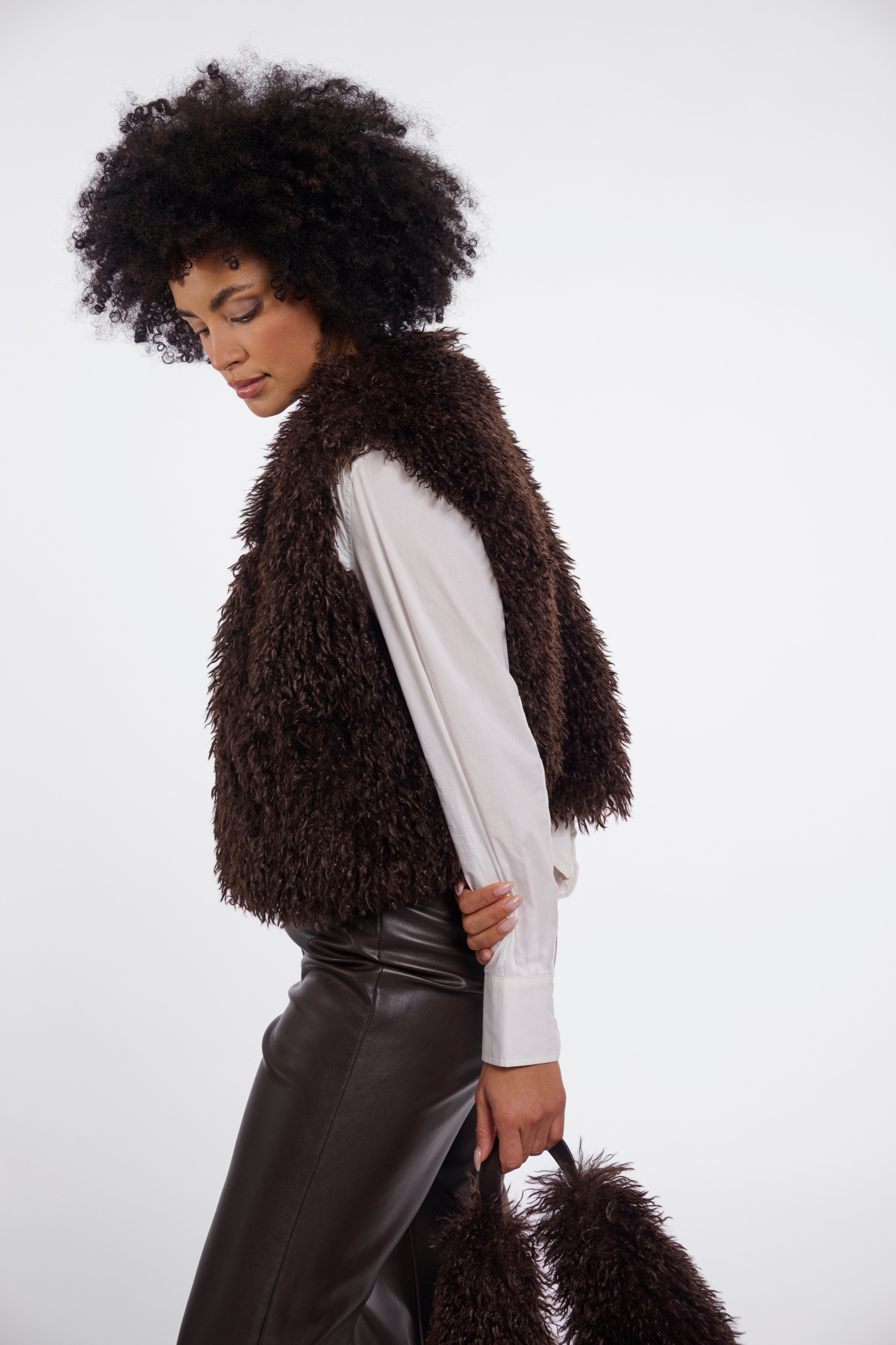 W6-SENSY Gilet Ecopelliccia Coffee Roast