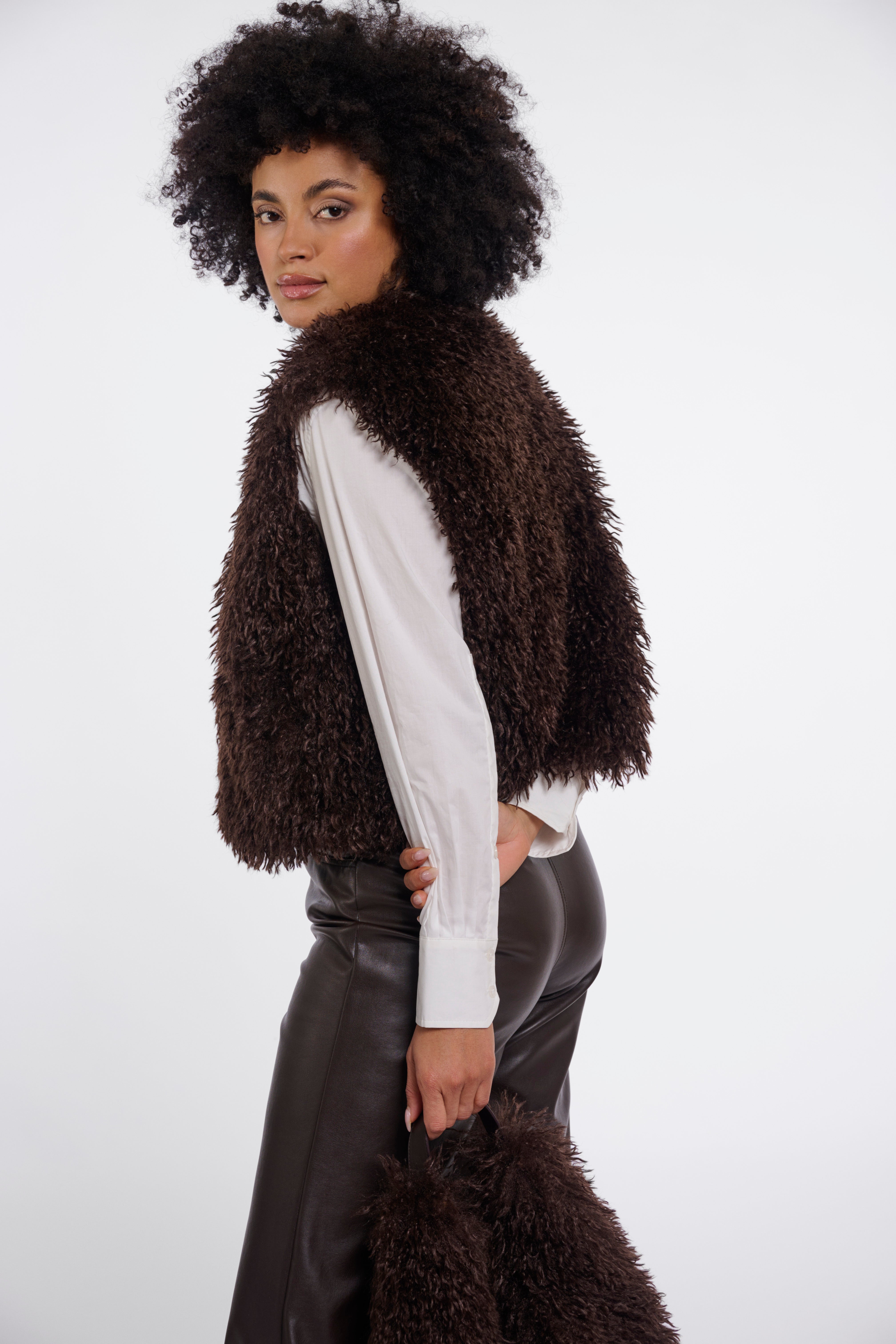 W6-SENSY Gilet Ecopelliccia Coffee Roast