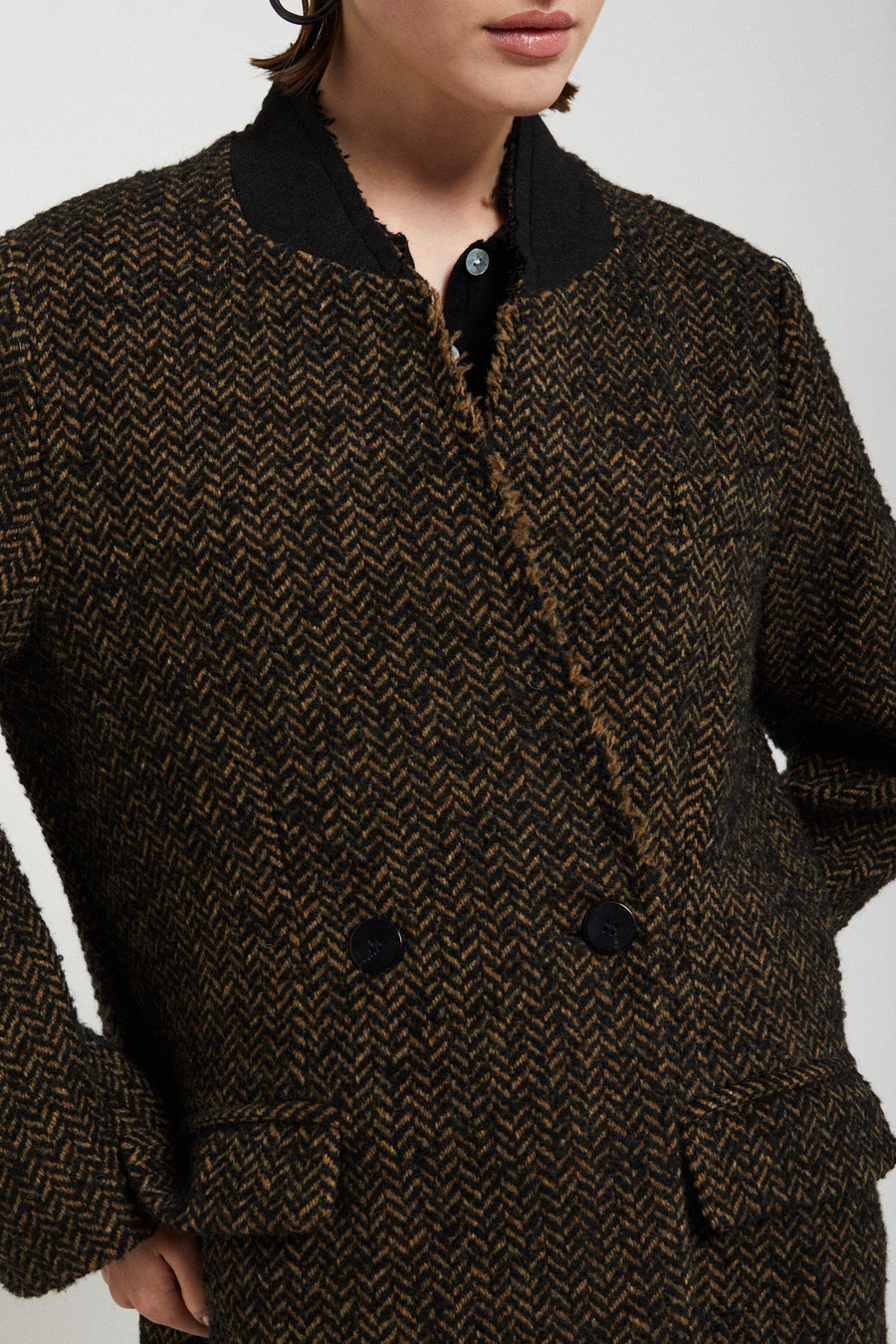 W4-DJ0036 Cappotto Doppiopetto Tweed Variante Unica