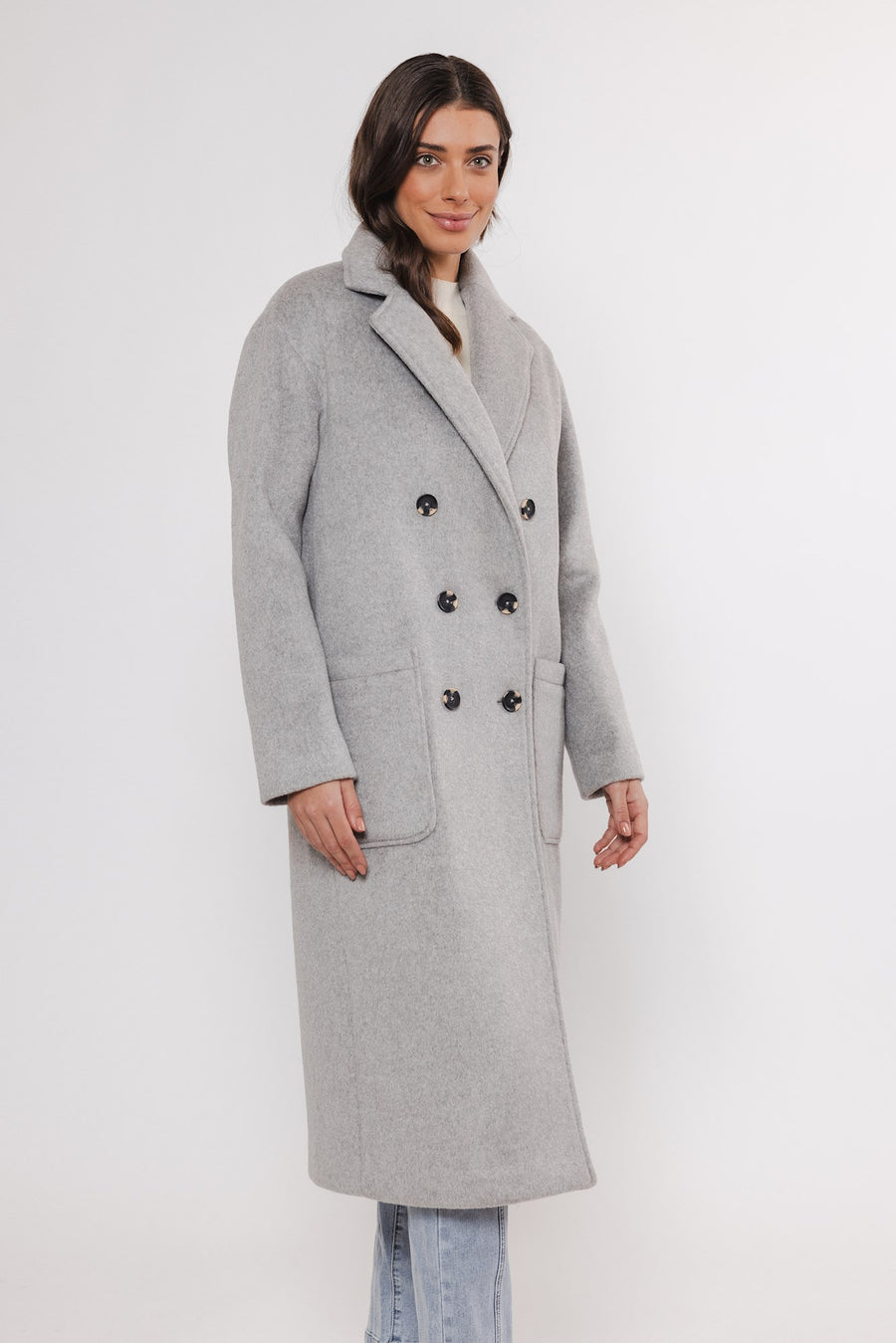 W4-TEUNI Long Coat Light Grey