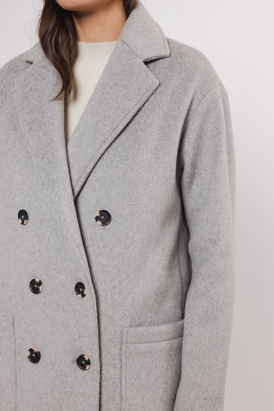 W4-TEUNI Long Coat Light Grey