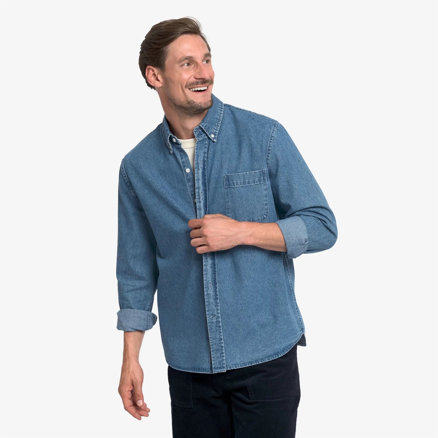 W6-MERCER 8OZ DENIM Camicia Blue Indigo Man