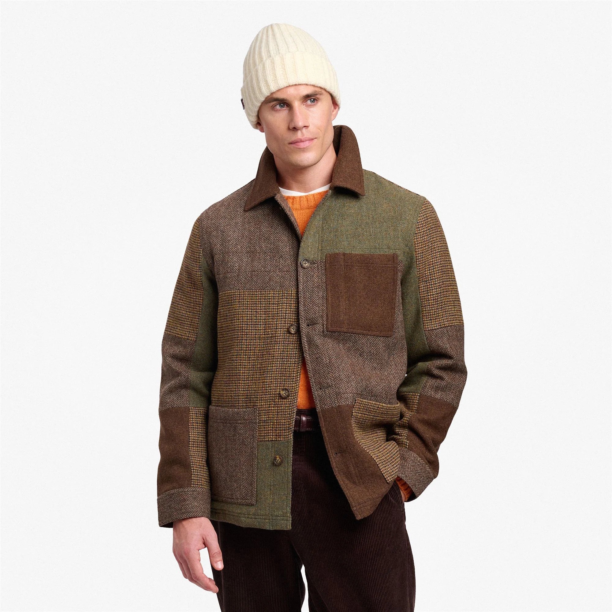 W6-DORR Giacca Patchwork Marrone Man